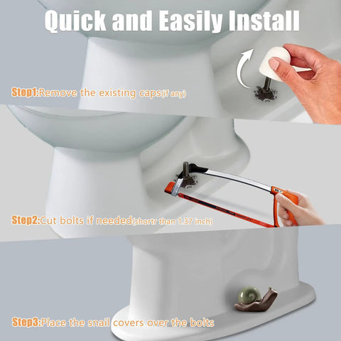 Image showing steps to install Two Piece Ceramic Snail Toilet Bolt Covers Kicking Up Your Bathroom Vibe With A Super Smooth Push On Install Universal Fit For Worn Floor Bolts And Rusty Plumbing Trim.