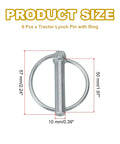 Heavy Duty M10x50 Lynch Pin With Ring Set 6 Pack For Tractors Trailers Farm Trucks And Mowers Carbon Steel Lock Pins 10 Mm Diameter 50 Mm Length Ring ID 57 Mm Durable Quick Release Clips, 10 mm x 50 mm