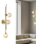Chic Three Light Globe Glass Wall Sconces With Amber Glass Shades Mid Century Modern Indoor Wall Light Fixtures wall-mounted