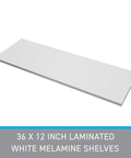 White Melamine Shelf Board Dope Durable Cabinet Replacement Shelf 36 Inch Long 12 Inch Wide For Cabinets Retail Thrift Business Home Or Office Storage Sleek And Sturdy, 36 x 12 laminated shelf