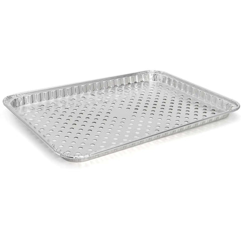 25 Pack Disposable Aluminum Grill Pans For Outdoor Cooking And Camping Large 16 By 12 Inch Aluminum Trays With Holes Great For BBQ Grilling And Quick Cleanup On Every Cookout