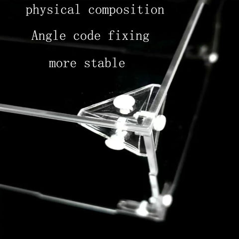 Corner assembly detail of Transparent Acrylic Display Case For Lego 75375 Airship Model Clear 2mm Mirror Back Smooth Edges