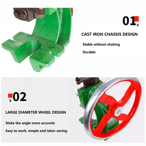 Tough As Nails Cast Iron Arbor Press Featuring Precision Handwheel For Tabletop Stamping Bending And Forming With One Point Two Ton Capacity Rock Solid Build showing cast iron chassis and large diameter wheel design for precise work.