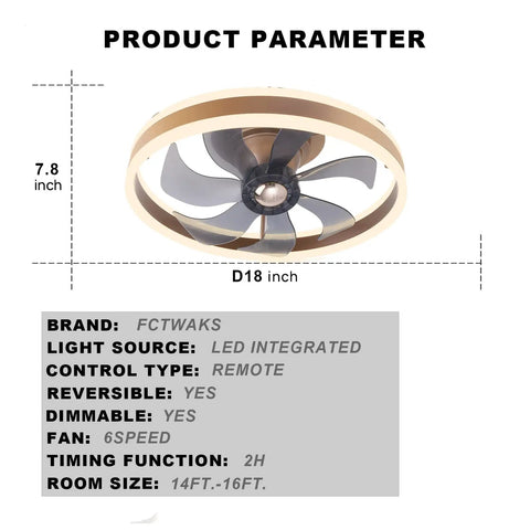 Bladeless 20 Inch Flush Mount Ceiling Fan With Light Remote And Smart App Control 360 Degree Oscillation Gold Finish
