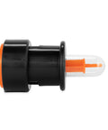 Rhino RV Tote Tank Gauge For Spill Free Filling And Dumping No Mess Easy Install Attaches To Standard Garden Hose Universal Fit For Most Tote Tanks Vent While Filling Or Dumping And Prevents Overfills, black and orange polymer adapter