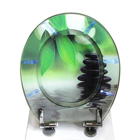 Built Tough Soft Close Toilet Seat Featuring Adjustable Hinges And Heavy Duty Urea Formaldehyde Structure Slow Closing Lid with nature design.