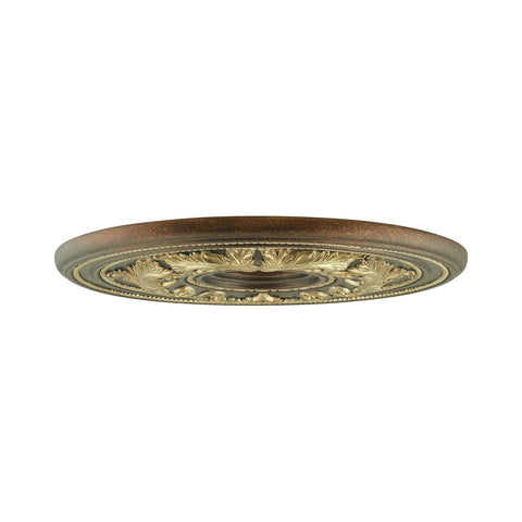 Side view of Traditional Ceiling Medallion Hand Applied Palatial Bronze With Gilded Accents 22.5 Inch Diameter 1.5 Inch Thick