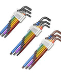 Super Durable Ball End Hex Key Set 9 Pieces Metric Wrench Tool Kit Fits Tight Spots High Carbon Steel Screwdriver Repair Gear With Case, color coded