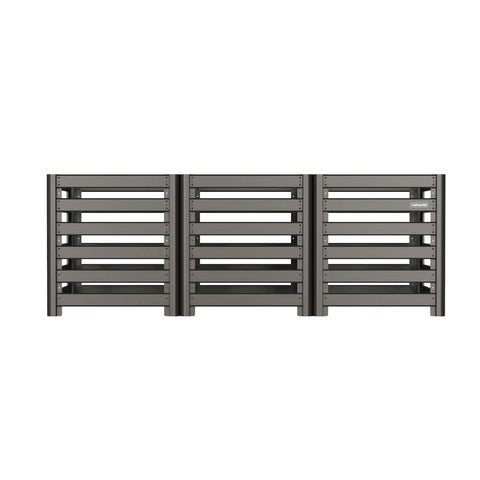 32 Inch Tall Modular Compost Bin For Easy Backyard Composting With A 90 By 30 By 32 Inch Build Galvanized Steel slat design front view