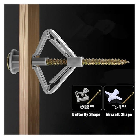100 Pack Plastic Expansion Drywall Anchors With Self Drilling Screws Kit For Gypsum Board And Fiberboard shown in use
