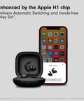 Fit Pro True Wireless Earbuds With Active Noise Cancellation in charging case next to smartphone with app screen.
