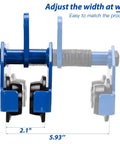 Front view of Beefy Heavy Duty 2200 Lbs Manual Push Beam Trolley For I Beam Track adjustable width 3 to 6 inches.