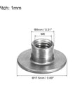 Top Rated M6 Tee Nuts 24 Piece Set Carbon Steel Weld Flange Inserts with round base showing dimensions and design features.
