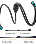 Y Splitter Extension Wire With Julet Type 5pin Connector for Bike Headlight Cable, 7 Inch Length, Waterproof, shown with dimensions