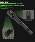 Close-up of drill adapter chamfered edges, detent ball from Go-To 27-Piece 3/8-Inch Drive Metric Impact Socket Set