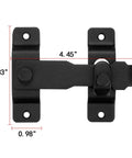 Matte Black Flip Latch Gate Latch Lock For Barn Fence And Sliding Doors Heavy Duty Stainless Steel Gate Hardware, dimensions shown