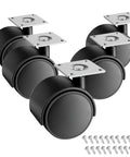 Five pack nylon furniture caster set with screws and swivel wheels for smooth rolling on furniture surfaces.
