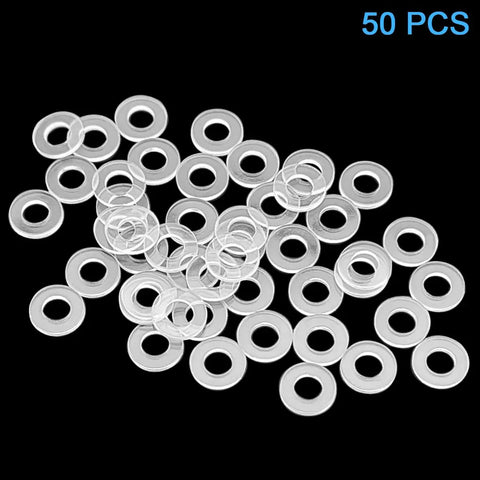 50 Pack M4 Nylon Clear Flat Washers Tough Sealant Gaskets For Faucet Plumbing Heavy Duty Transparent Plastic Spacers No Sweat DIY Hardware Upgrades Smooth Operator Pipe Fitting Replacement Parts