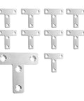 10 Pack T Shaped Flat Mending Plates 40mm 60mm and 80mm Metal Corner Braces with pre drilled holes for furniture repair
