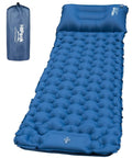 Ultralight Inflatable Sleeping Pad with Built In Foot Pump and Pillow for Camping, 3-inch thick mattress, rolled for storage