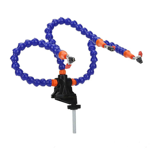 Flexible Helping Hand Soldering Tool Set with adjustable arms and aluminum base for stable PCB assembly and DIY crafts.