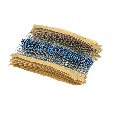 Pro Grade Electronics Component Kit With 1390 Pieces Including LEDs, Diodes, Transistors, Resistors, Capacitors And Electrolytic Capacitors For DIY Enthusiasts And Pros To Tackle Any Project resistors bundle on kraft paper