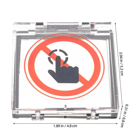 Clear Power Button Guard For PCs And Home Appliances No Brainer Dustproof Switch Protector 43x41mm with no touch sign visible