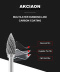 Pro Grade Tungsten Carbide Burr Set 20 Pc For Rotary Die Grinder Bits with multilayer diamond-like coating diagram