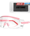 Over Eyeglasses Safety Glasses With ANSI Z87.1 Certification Clear UV380 Anti Fog Wraparound Lenses Adjustable Temples