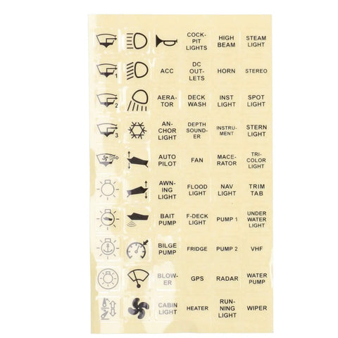 Control panel interface with various icons for Universal 10 Button Membrane Switch Panel With Bluetooth App Control, Backlit LED Touch Interface, Built In PPTC, Programmable Reset Buttons, Remote Control Via iOS Android, A Solid Pick for RVs and Boats.