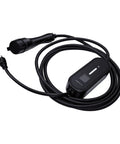 Plug And Play J1772 Level 1 Portable EV Charger Adjustable 6 To 16 Amps Weatherproof Electric Vehicle Plug Cord view with display and connector.