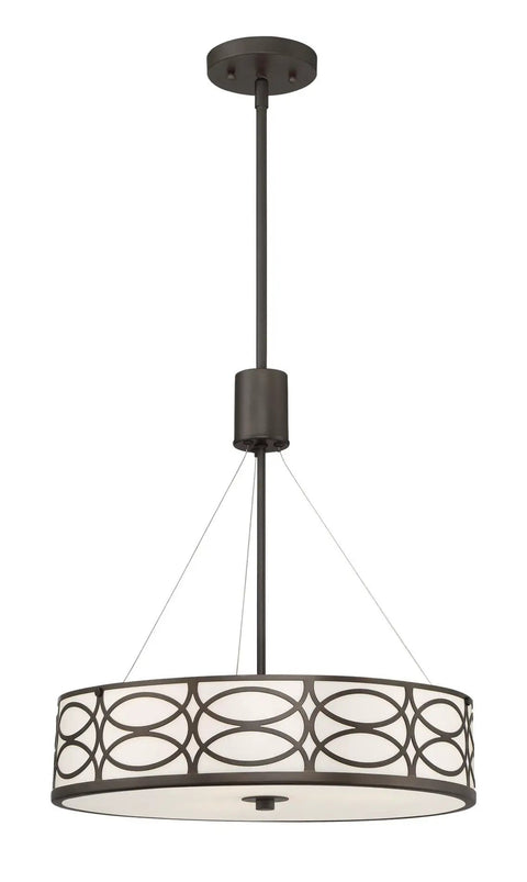 Dope 18 Inch 3 Light Metal Drum Chandelier With Glass Diffuser In Oil Rubbed Bronze Finish Transitional Style Lighting