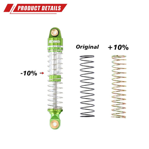 Lengthened Fifty Nine Millimeter Aluminum Oil Filled RC Shock Absorber Upgrade With Three Spring Options For Traxxas Defender