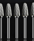 SF-5 Tungsten Carbide Burr Set Double Cut Rotary Burrs Tree Shape Radius End For Die Grinder One Half Inch Cutter Diameter And One Inch Cutter Length With One Quarter Inch Shank Pack Of Five Heavy Duty Metalworking Tools