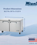 Straight Up 60 Inch Under Counter And Work Top Freezer With Dope Stainless Steel Finish and dimensions 60.2"W x 30"D x 37.25"H.