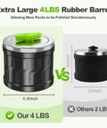 Comparison of Pro Grade Rock Tumbler Kit With 4 Pound Extra Large Barrel vs. a 2 lbs barrel, highlighting size difference.