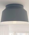 Indigo Blue Flush Mount Ceiling Light With Dimmable Modern Bell Shade For Bedrooms, Kitchens, Foyers And Bathrooms, Medium Size