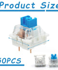 50 Pack Pre Lubricated 3-Pin Tactile Keyboard Switches Blue For Mechanical Keyboards Smooth Actuation Crisp Rebound Dope Feel Easy Install Ideal For Custom Builds And 3D Printed Keyboard Projects. 50PCS blue tactile switch product size view