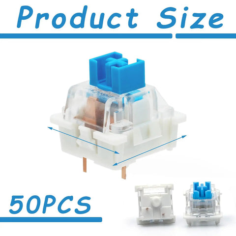 50 Pack Pre Lubricated 3-Pin Tactile Keyboard Switches Blue For Mechanical Keyboards Smooth Actuation Crisp Rebound Dope Feel Easy Install Ideal For Custom Builds And 3D Printed Keyboard Projects. 50PCS blue tactile switch product size view