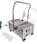 Heavy Duty Mobile Fryer Filter Machine 38L Commercial Oil Filtration System with stainless steel body and wheels, used for filtering cooking oil.