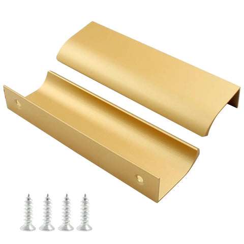 Rose Gold Edge Pulls 2 Pack Aluminum Finger Bar Cabinet Handles for Cabinets and Drawers 120 Millimeter Length