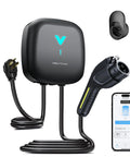 Fast Level 2 EV Charger Wall Mount 9.6KW 40 Amp With NEMA 14-50 Plug 24 Ft J1772 Cord Smart Wifi Bluetooth Enabled indoor setup.