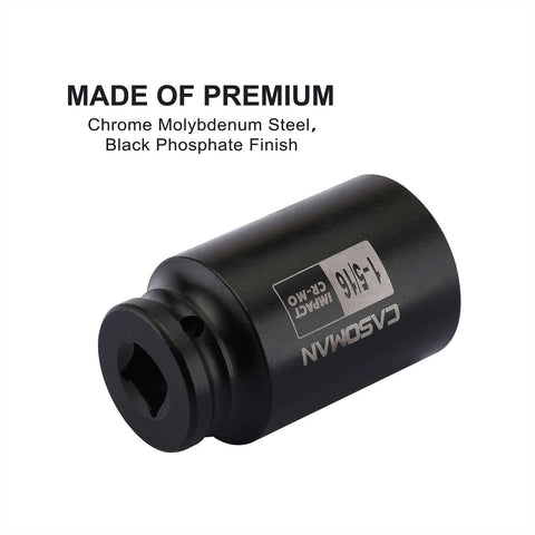 Beefy Half Inch Drive 6-Point Deep Impact Socket 1-5/16 Inch SAE Cr-Mo High Torque For Axle Shaft Nuts, front view
