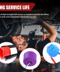 Three Piece No Sweat Wheel Hub Bolt Cover Removal Tool Set Killer Lug Nut Extractor Hooks in use under a vehicle.
