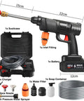 Portable Cordless Pressure Washer With 30 Bar High Pressure Water Spray Gun And 48V Battery with accessories layout