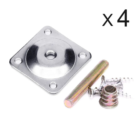 Industrial Strength Furniture Leg Mounting Plates Two By Two Inch T Plate Five Sixteenth Inch Threaded M8 Set Of Four