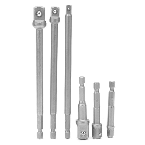 Drive Extension Bar Set For Electric Ratchet Wrench, six piece vanadium steel extension bars with varied lengths from 2.6 in to 5.9 in