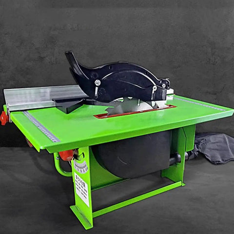 Portable Benchtop Table Saw With 800W Powerhouse Motor, Straight Shooting Wood Cutting Tool For Diy Builders on green base.