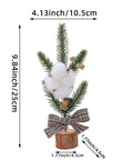 Single piece from Three Piece Tabletop Christmas Tree Set Ready To Display Mini Artificial Xmas Trees Nine Point Eight Four Inches Tall With Red Berries Pinecones Nuts And Bows For A Cozy Desk Fireplace Holiday Decor.