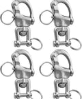 Set Of Four 70Mm 316 Stainless Steel Snap Shackle With Swivel Eye Quick Release Marine Grade Rigging Hardware For Sailing Boats Halyards And Deck Hardware